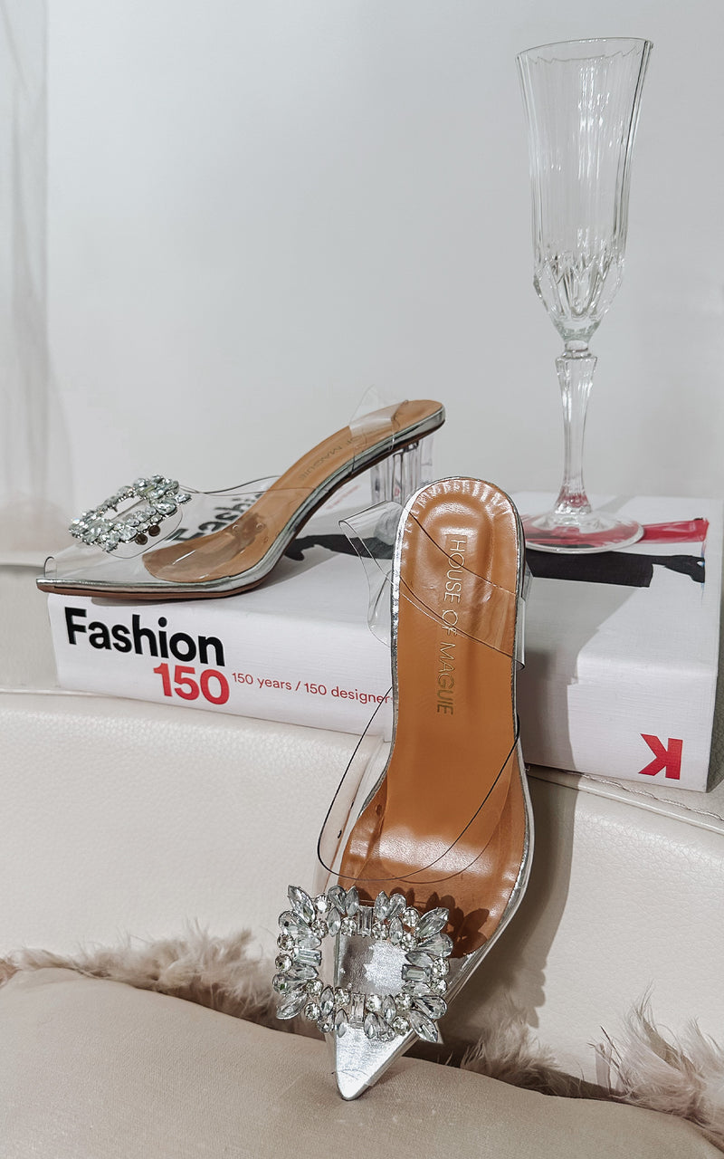 Rectangular Cut Heels Cinderella's Dream Rectangular Crystal Encrusted Perspex Block Heels ...