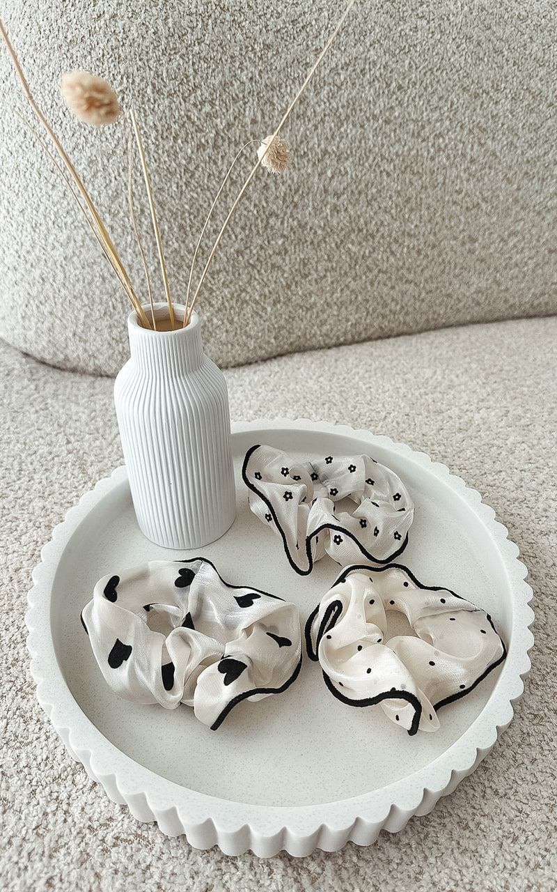 Minimalist Print Satin Scrunchie Set