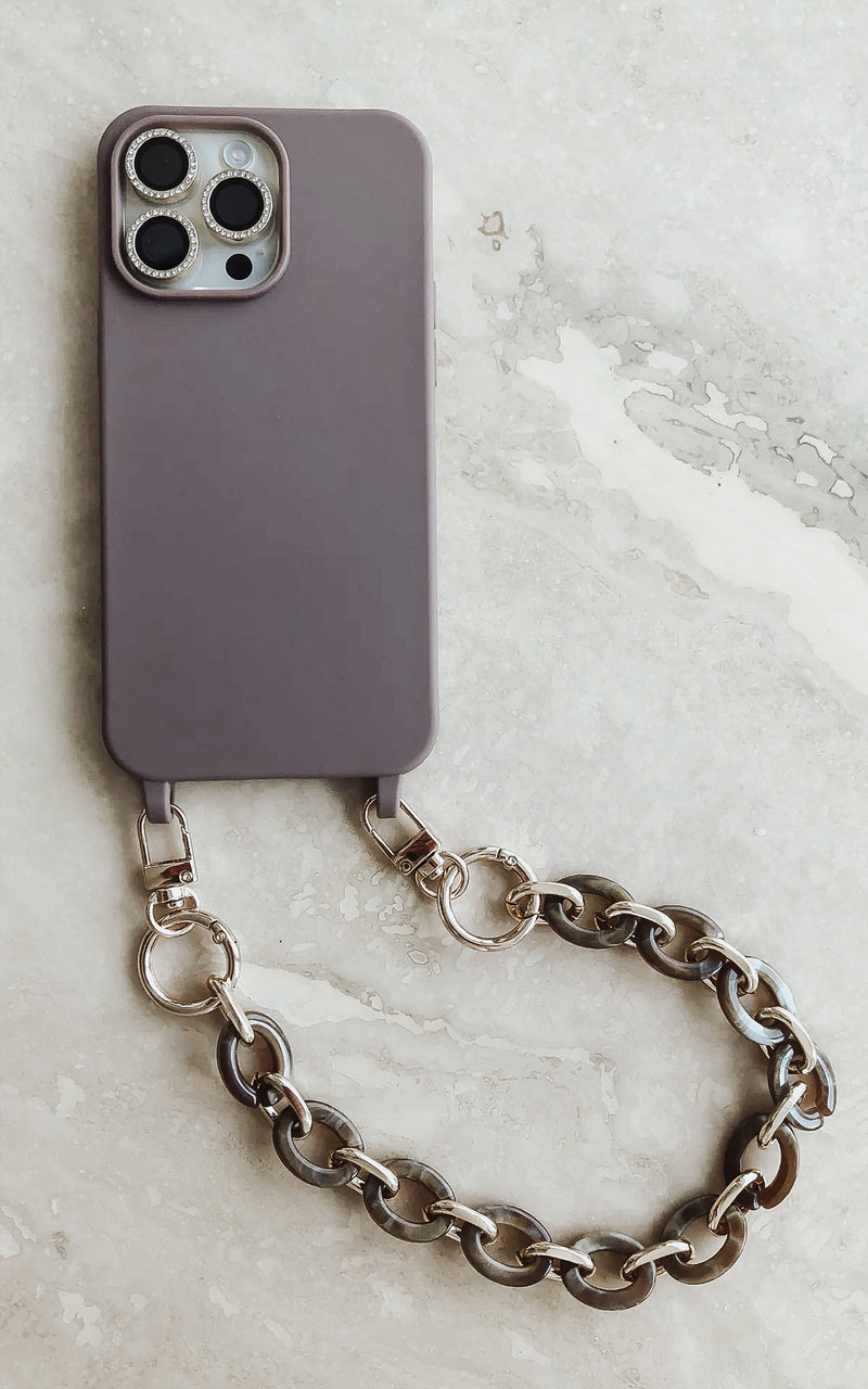 Taupe iPhone Case Cover & Acrylic Strap Phone Accessories