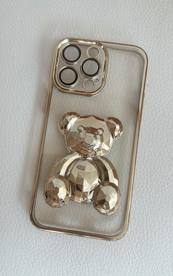 Gold Teddy Bear Transparent Phone Case Cover