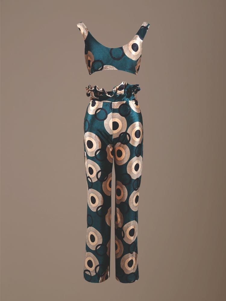 KAYA ZELLIGE PRINT SOFT VELVET TROUSER SET - HOUSE OF MAGUIE     