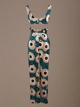 KAYA ZELLIGE PRINT SOFT VELVET TROUSER SET - HOUSE OF MAGUIE     