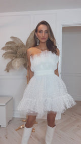 Make A Wish Polka Dot White Layered Tulle Ballerina Birthday Party Mini Dress