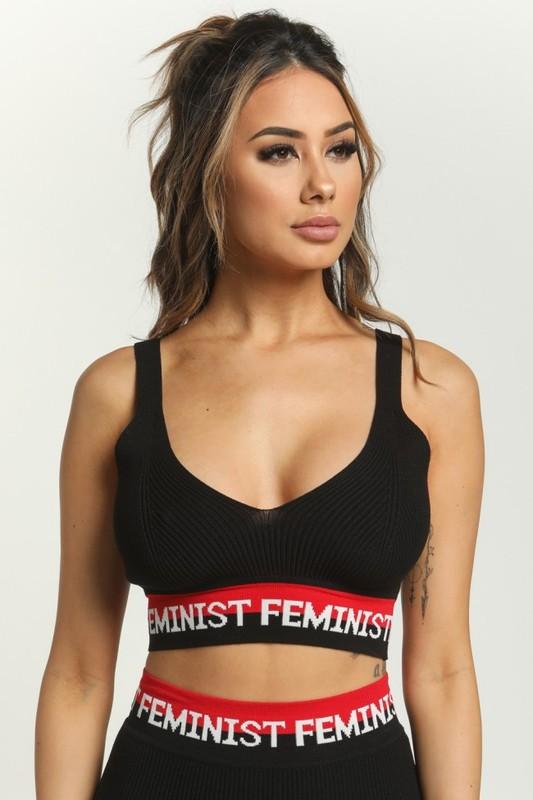 FEMINIST BLACK KNIT TOP & SKIRT SET - HOUSE OF MAGUIE     
