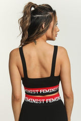 FEMINIST BLACK KNIT TOP & SKIRT SET - HOUSE OF MAGUIE     