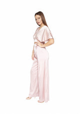 BELAMINA ROSE SATIN PLEATED PALAZZO TROUSERS - HOUSE OF MAGUIE     