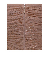 Glamorize It Skin Tan Mesh Crystal Dress with White Feather Trim