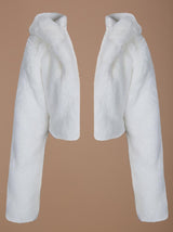 LUXUO WHITE VEGAN FUR HOODED LUXE PREMIUM JACKET - HOUSE OF MAGUIE     