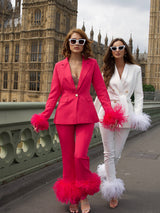 OSTRICH FEATHERS NEW TOPS NEW MATCHING SETS & COORDINATES NEW IN NEW ARRIVALS NEW ARRIVAL NEW nadine merabi feathers outfits feathers outfit best zara party styles BEST ZARA OUTFITS 2022 best ostrich feathers outfits online uk wedding guest outfit wedding guest best outfits tailored blaze with feather cufs