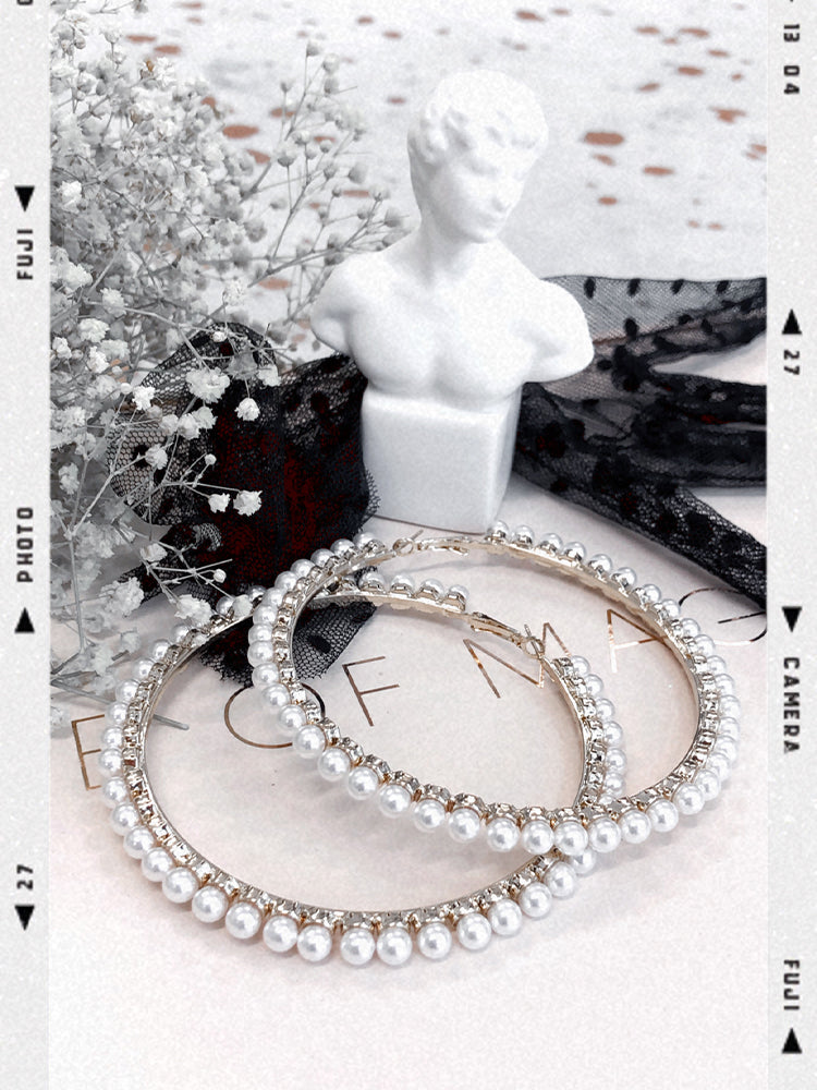 Vintage Pearls Hoops, Wedding Fashion Jewellery, Bohemian Fashion Jewellery, Hoops, Vintage Hoops