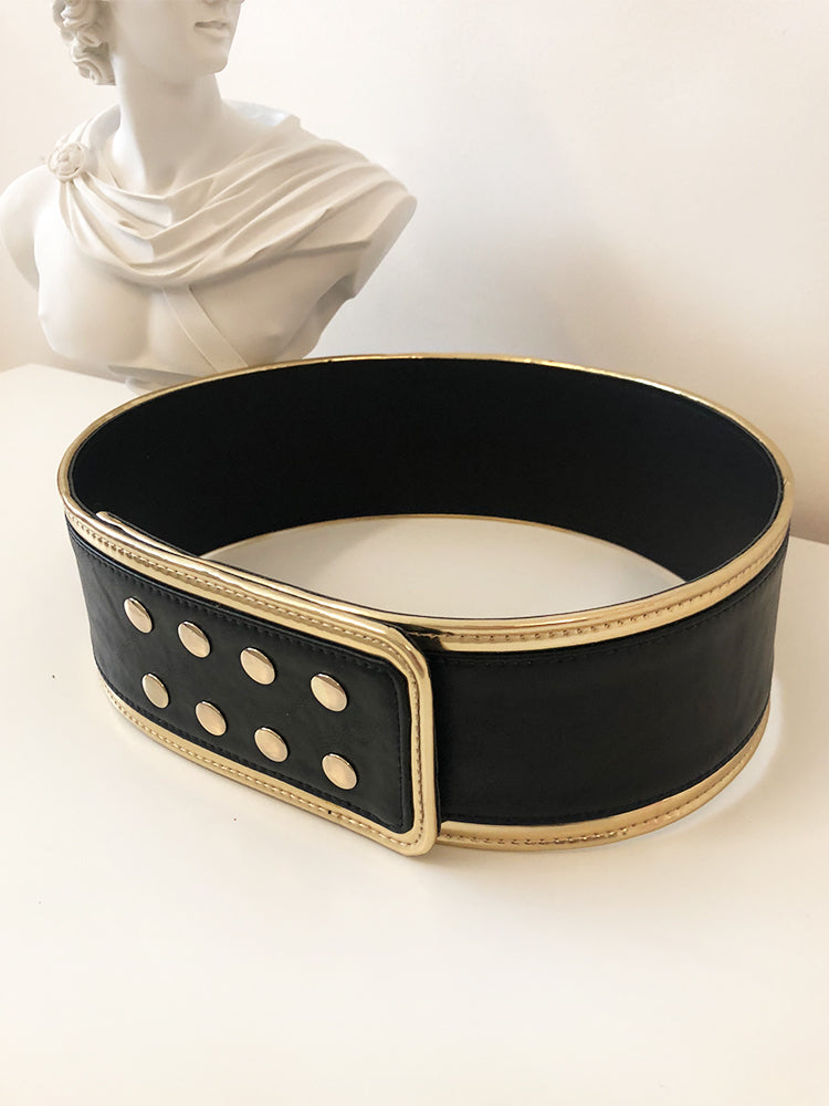 wide belt, waist belt, balmain belt, black and gold belt, belt, black belt, gold belt, statement belt, big belt, zara belt, shaping belt, snap buttons belt,