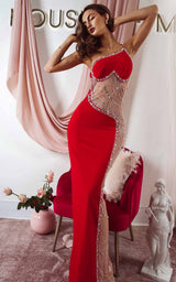 Chasing Love Red Premium Embellished Curve Enhancer Heart Shape Romantic Maxi Dress