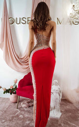 Chasing Love Red Premium Embellished Curve Enhancer Heart Shape Romantic Maxi Dress