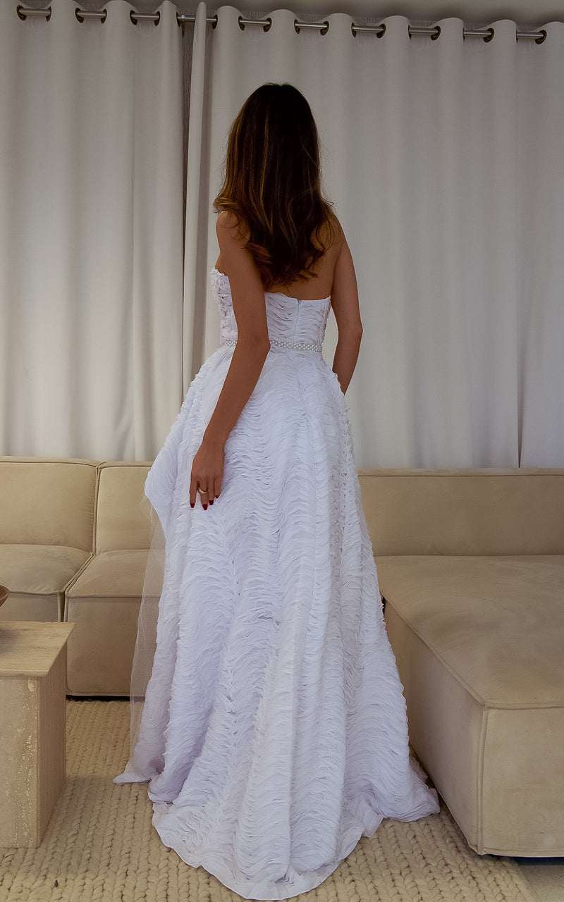 Ready to Commit White 3D  Embroidery High Low Hen Party Dress