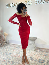 with sleeves  wedding guest outfit  wedding guest dress  storeya  ruched dress  red dress  RED  party dresses UK  party dresses  oh polly dresses  OFF THE SHOULDER  OFF SHOULDER  NIGHT OUT  NEW IN  NEW DRESSES  MIDI DRESS  MIDI  MID LENGTH  LONG SLEEVES  LONG SLEEVE