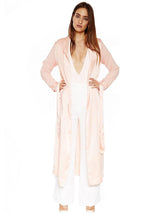DORIANA PEACH SILK & CHIFFON DUSTER COAT - HOUSE OF MAGUIE     