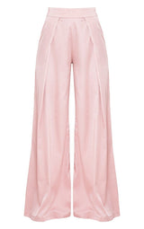 BELAMINA ROSE SATIN PLEATED PALAZZO TROUSERS - HOUSE OF MAGUIE     