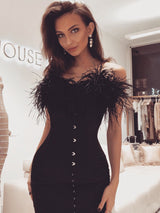 corset dress,partydress,weddingguestdresses,Black dress, Ostrich feather dress, Corset dress, sexy dress, valentines day dress, boutique