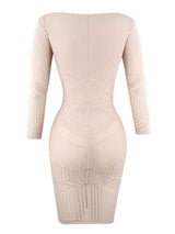 MORANA LATTE KNITTED CURVE CREATOR BODYCON DRESS