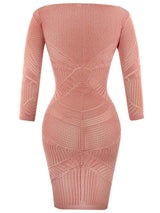 MORANA PEACH KNITTED CURVE CREATOR BODYCON DRESS