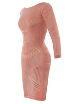 MORANA PEACH KNITTED CURVE CREATOR BODYCON DRESS