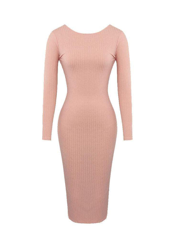 PINKA ROSE KNITTED  LOW BACK MIDI DRESS