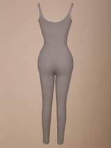 NEARLY NAKED MOCCA V COLLAR KNIT JUMPSUIT