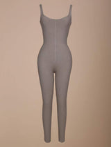 NEARLY NAKED MOCCA V COLLAR KNIT JUMPSUIT