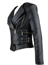 DITA BLACK VEGAN LEATHER TAILORED JACKET - HOUSE OF MAGUIE     