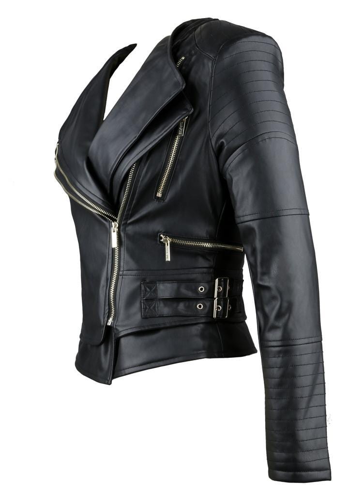 DITA BLACK VEGAN LEATHER TAILORED JACKET – HOUSE OF MAGUIE