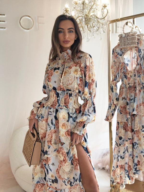 Maggiore Floral, sun dresses, day dresses, floral maxi print dresses, brunch dresses, best boho maxi dresses online uk, revolve floral print dresses, lavish Alice, revolve, Zara floral dresses, summer day dresses