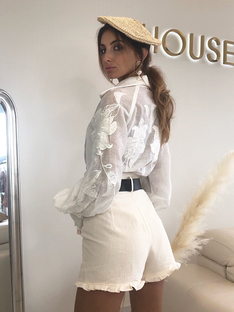 zara linen shorts, paper bag shorts, celebrity clothing UK, cheap clothing boutique London