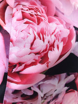 Rosa Peonies Bloom Bouffant Sleeves Belted Bodycon Dress