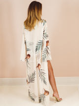 Moara Coco's Palms & Coconut Logo Print Chiffon Duster Cover-up