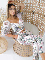 summer outfit, summer holiday outfit, holiday outfits, holiday co-ord, co-ord, tropical print, co-ord Zara, co-ord mango, summer styles, tropical co-ord, cigarette trousers, puff sleeve crop top, classy, simple, tropical co-ord, summer co-ord, trendy, trends 2021, zara outfit 2021, black girl summer, outfit black girl, pattern, with sneakers, with sleeves, designer, classy evening, formal, wedding summer, wedding guests, styles,