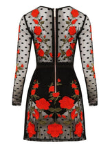 DONATELLA BLACK POLKA DOT SHEER EMBROIDERY DRESS & SHORTIES - HOUSE OF MAGUIE     