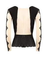 DONATELLA BLACK SHEER MESH  EMBROIDERY DEEP PLUNGE TOP - HOUSE OF MAGUIE     