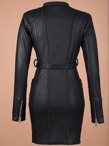 CALIXTO BLACK FAUX SUEDE COAT PREMIUM DRESS - HOUSE OF MAGUIE     