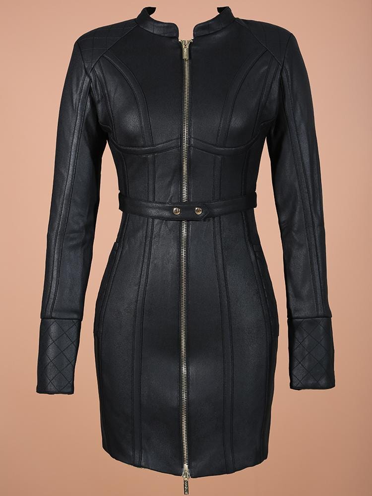 CALIXTO BLACK FAUX SUEDE COAT PREMIUM DRESS - HOUSE OF MAGUIE     